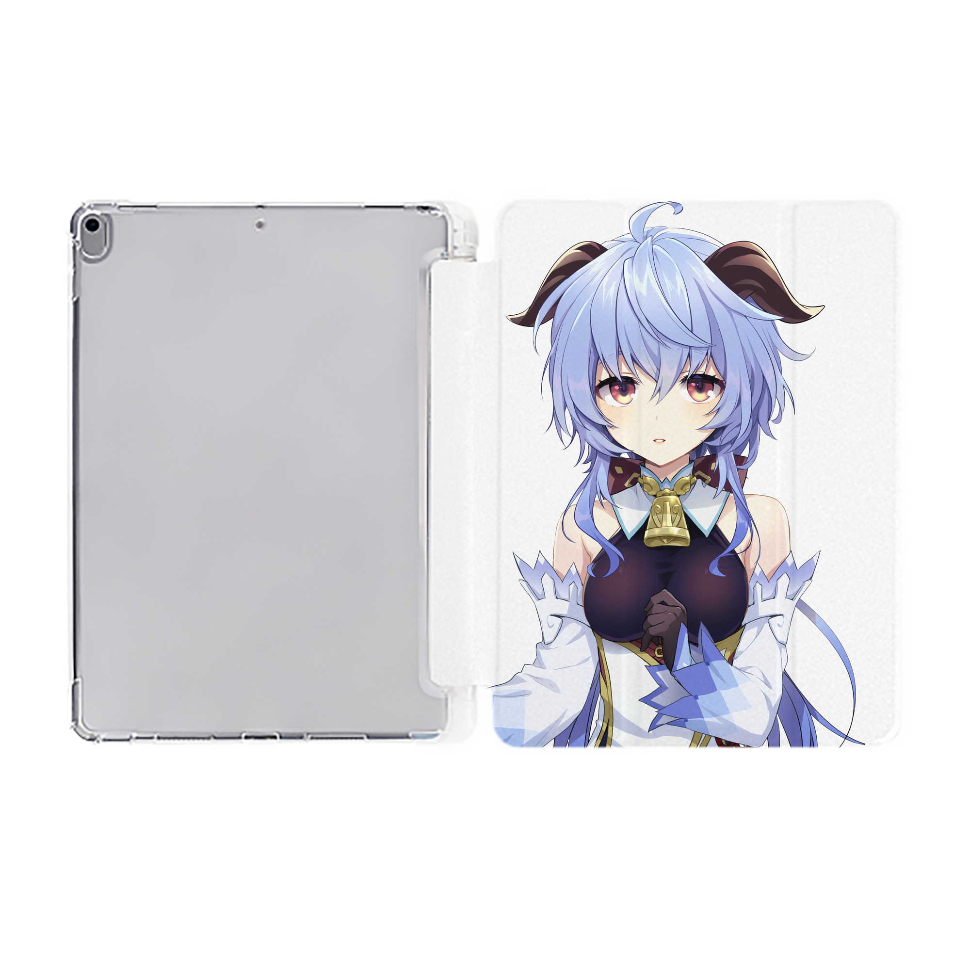 げんし神 甘雨 かんう genshin Ganyu IPad ケース ペン収納付き 三つ折りスタンド PUレザー×シリコン 対応機種9.5/10.5/10.9インチ